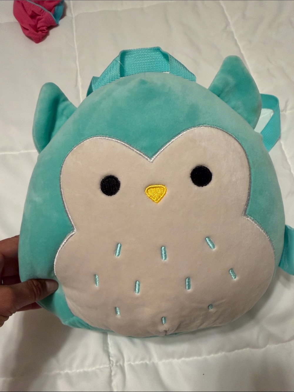 Squishmellow Teal Plush Owl Backpack - Cute Children's Bag